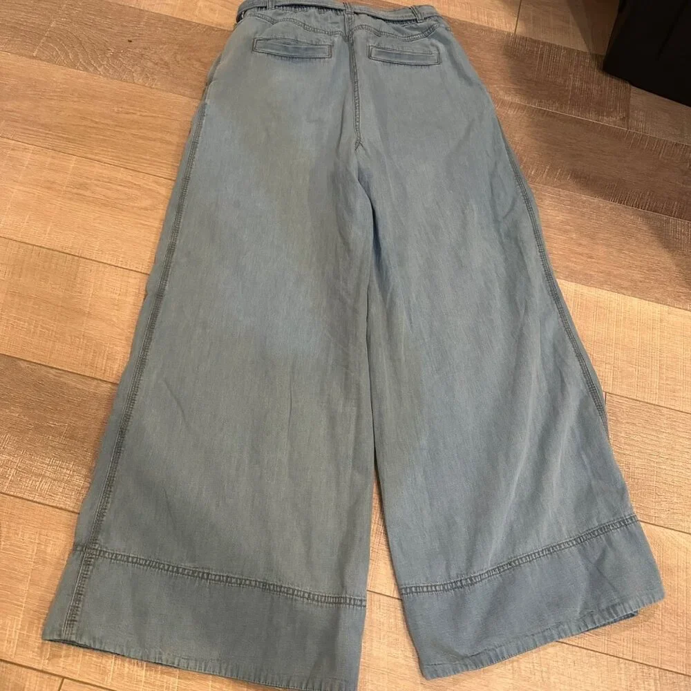 LOFT Light Blue Wide-Leg Pants - Picture 9 of 10